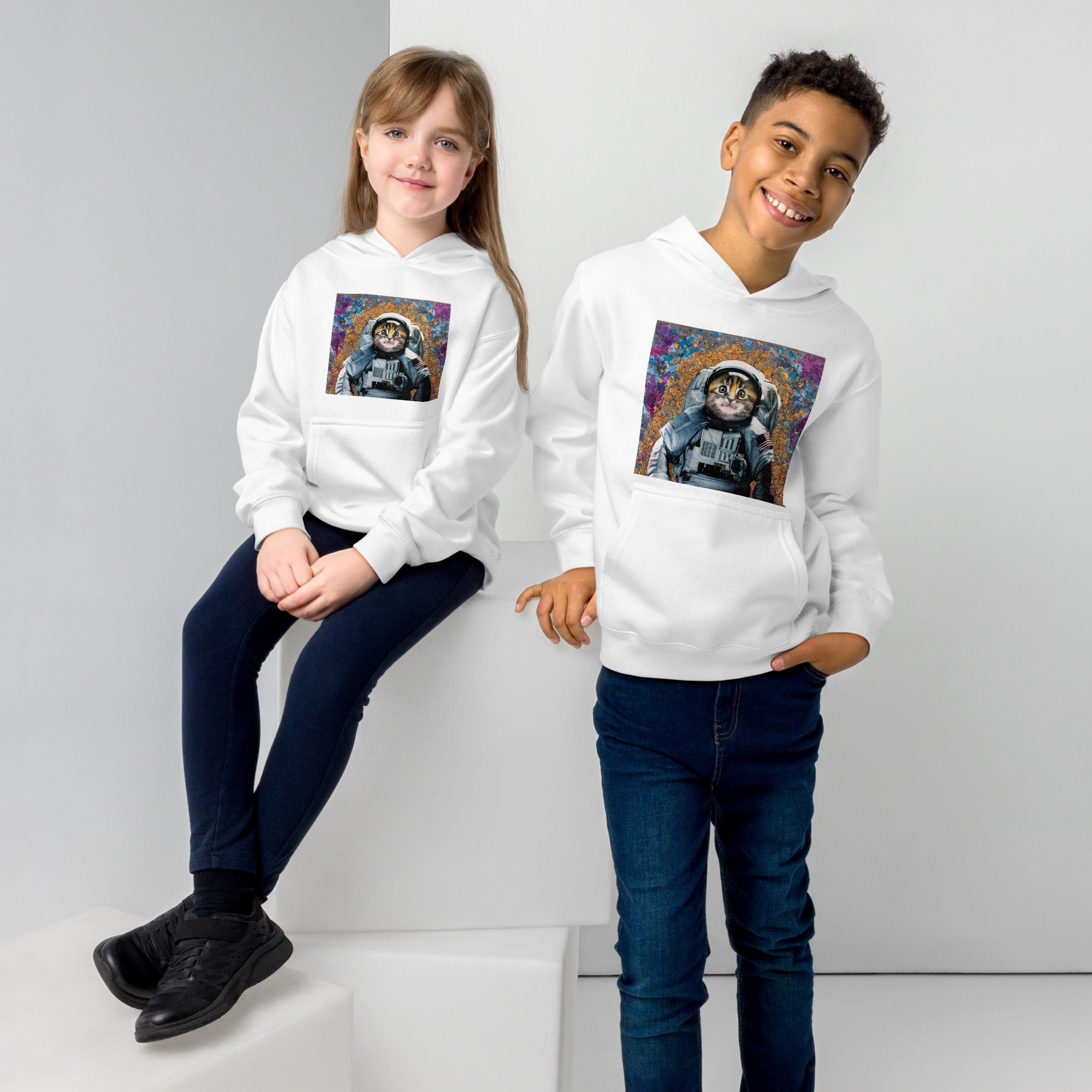 Catsronaut Kids fleece hoodie