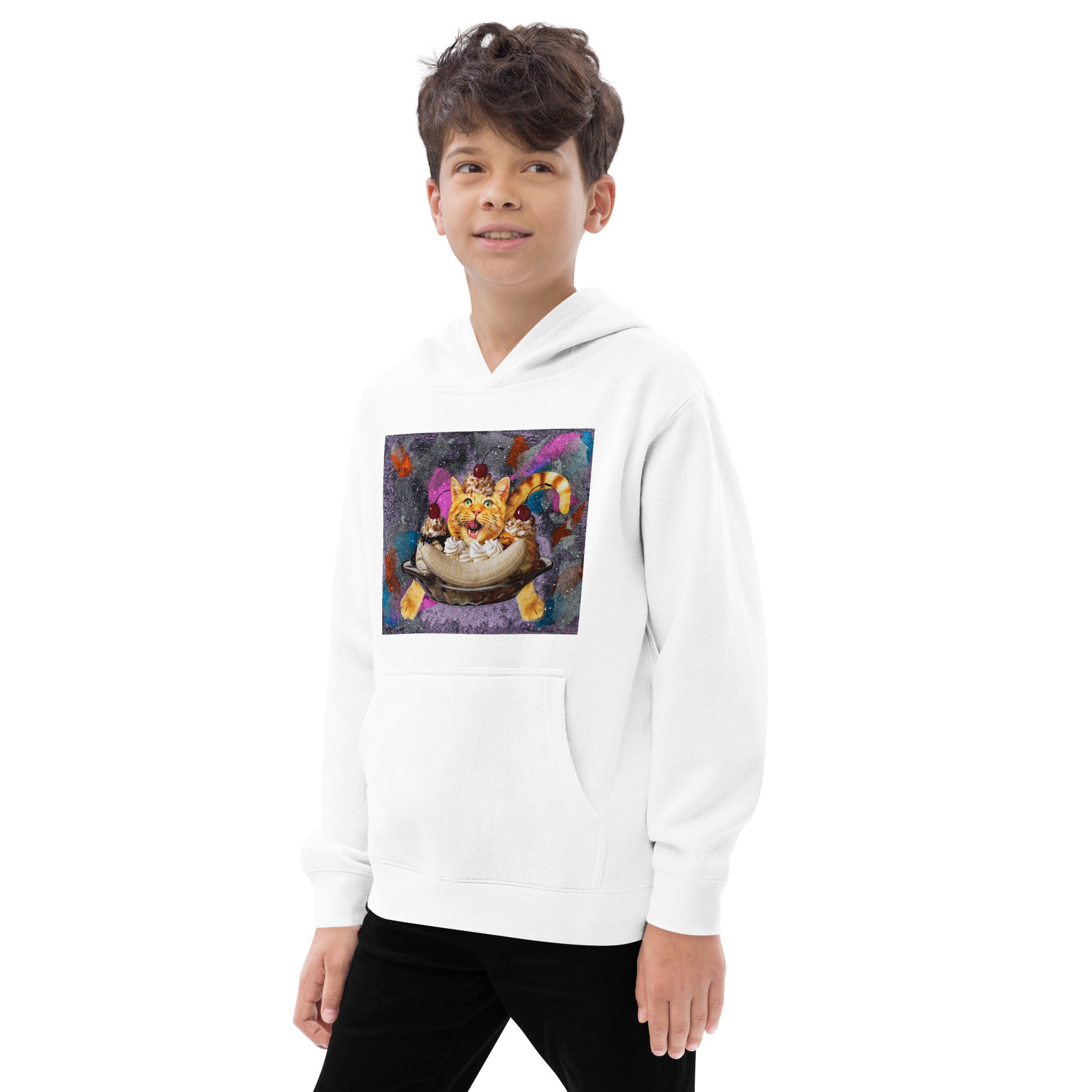 Sundae, Sundae, Sundae cat Kids fleece hoodie