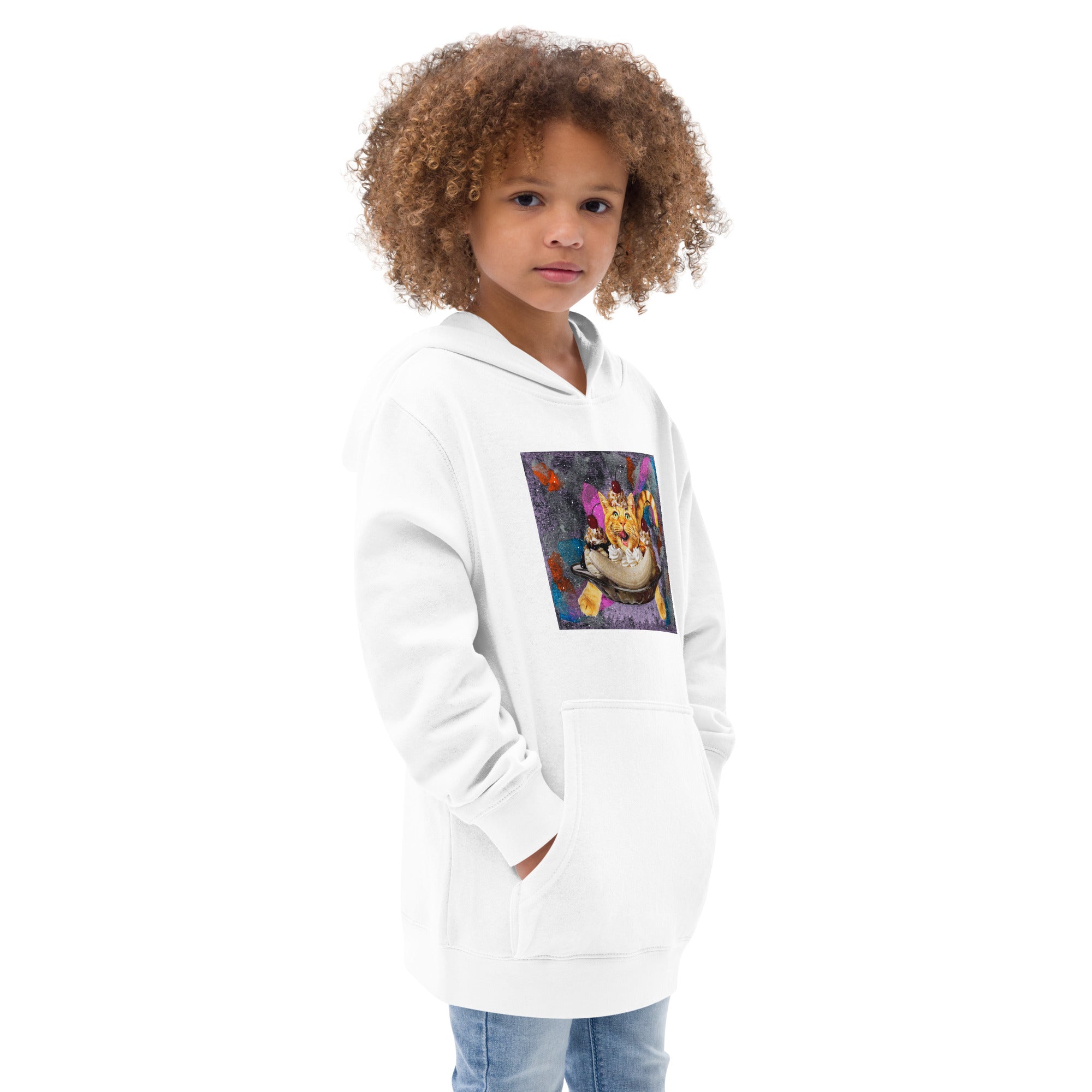 Sundae, Sundae, Sundae cat Kids fleece hoodie