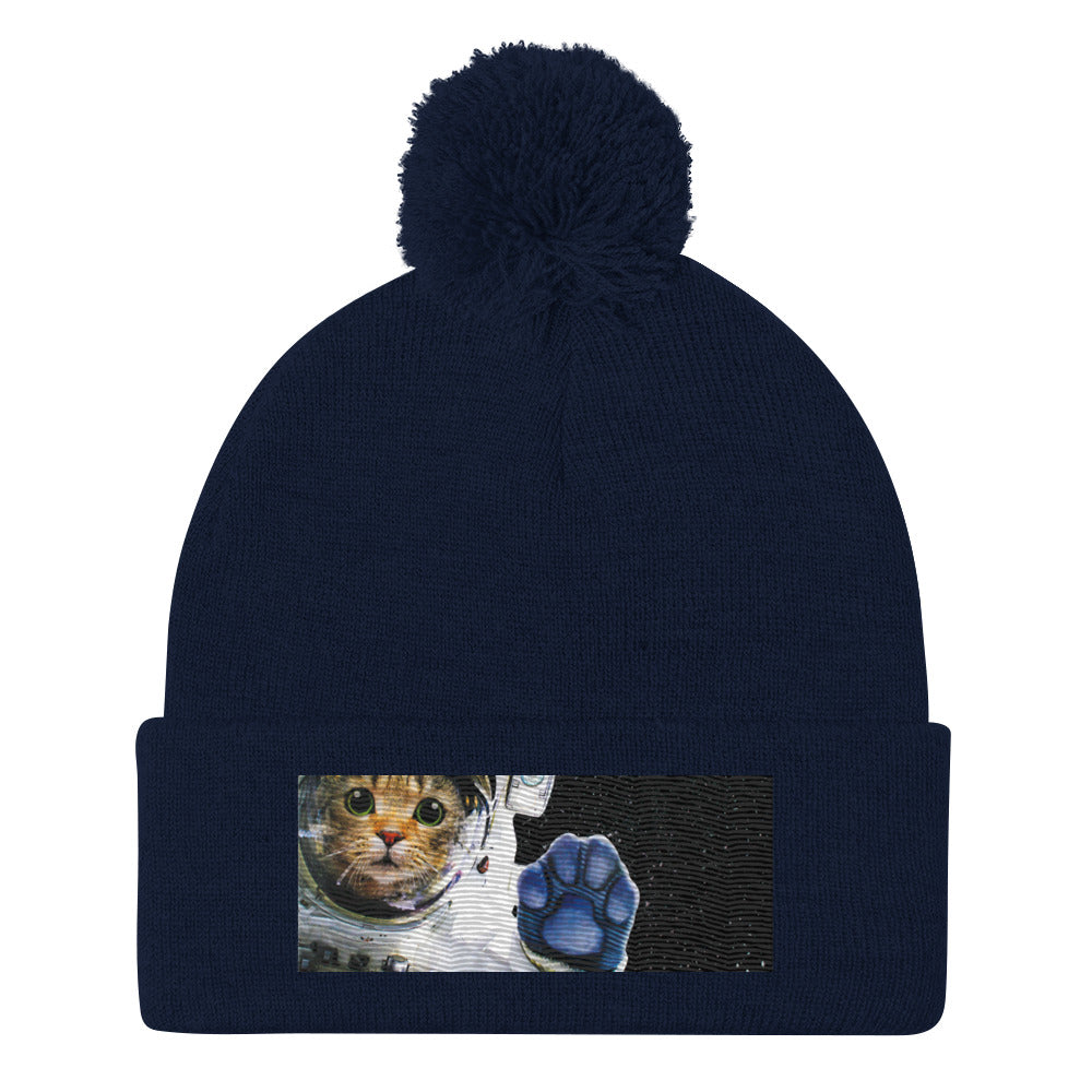 Space Cat Pom-Pom Beanie