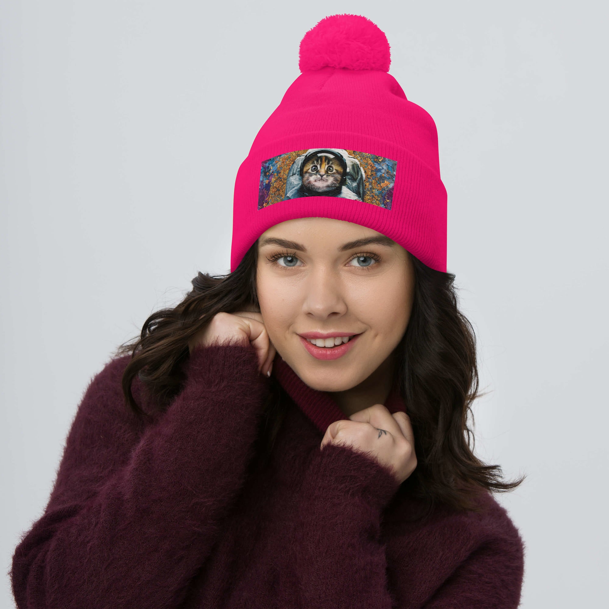 Catstronaut Pom-Pom Beanie