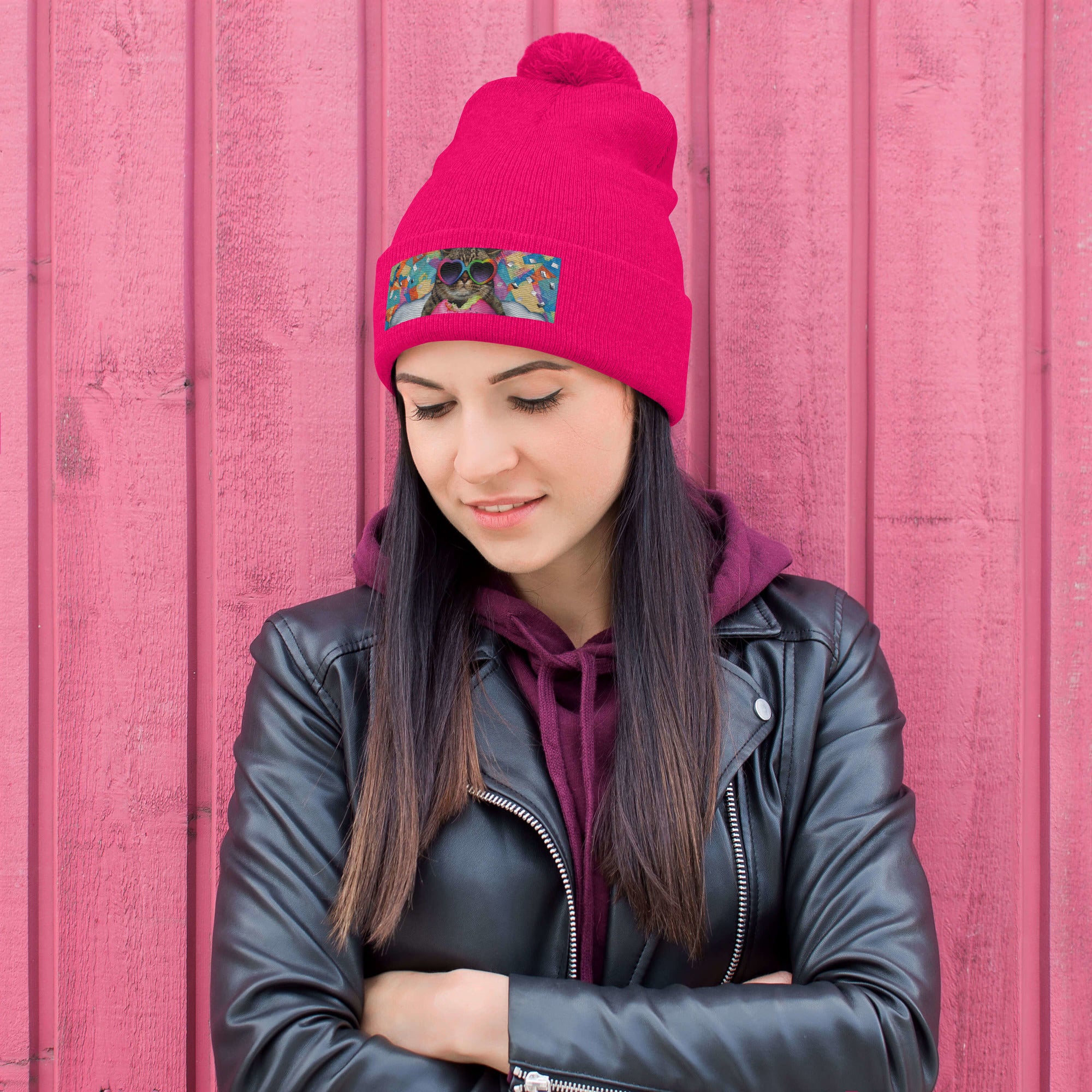 Cupcake Cat Pom-Pom Beanie